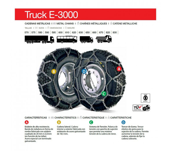 Comprar cadena nieve Truck E-3000 Talla 575 | Compralubricantes.com