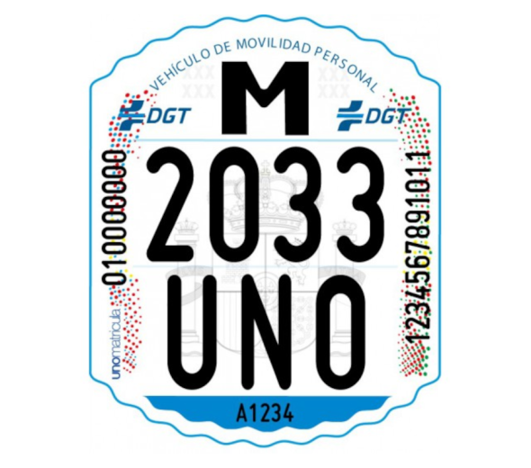 PLACA MATRICULA VEHICULO MOVILIDAD PERSONAL (VMP) - PATINETE